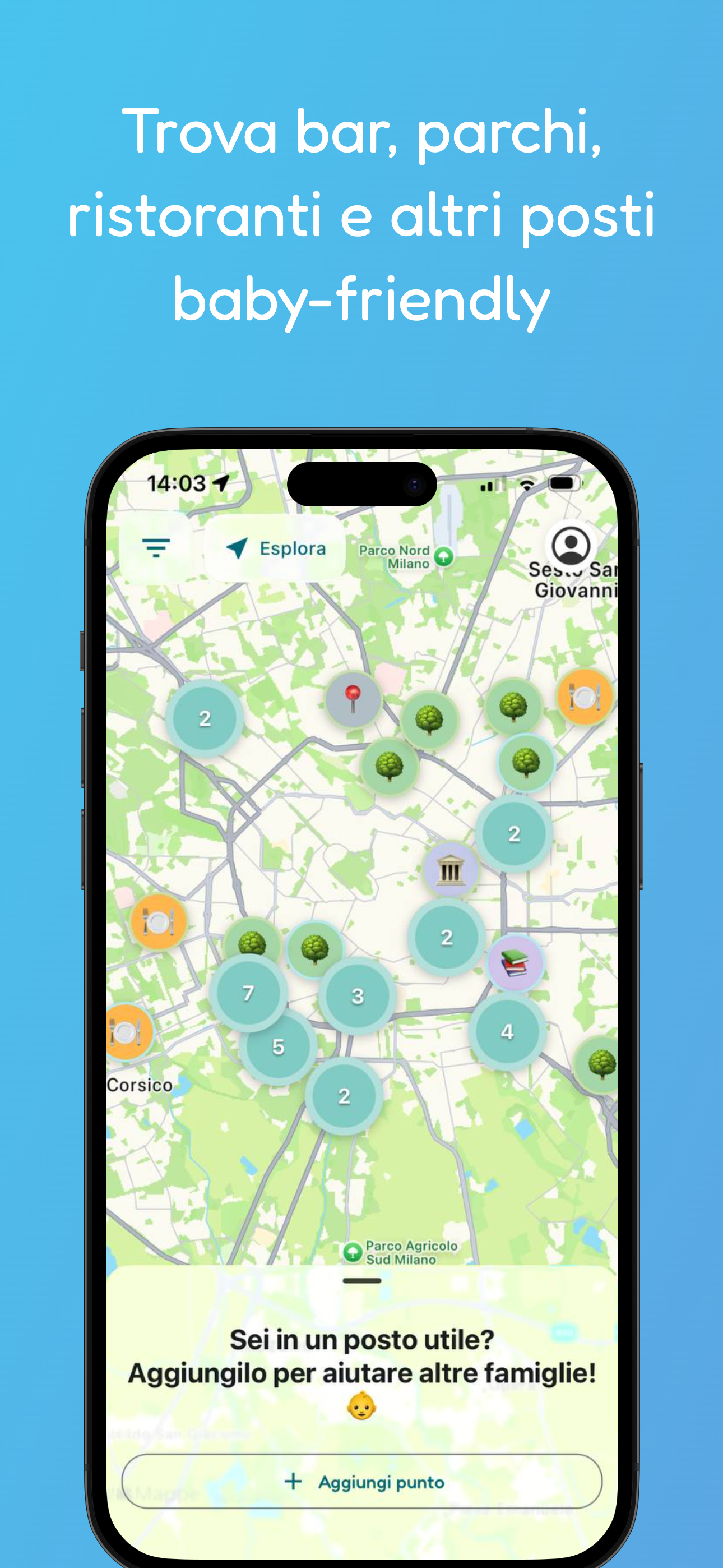 Screenshot dell'app BimboMap - Schermata 2